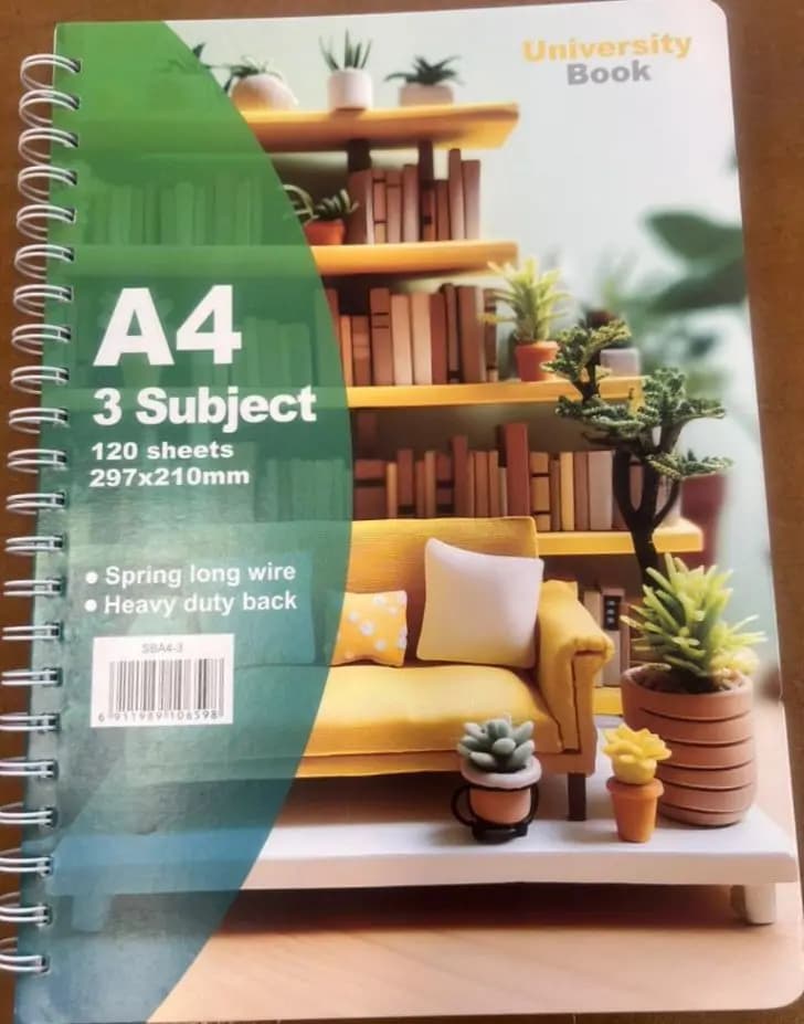 College Notebook Spiral A4 3 Subjects